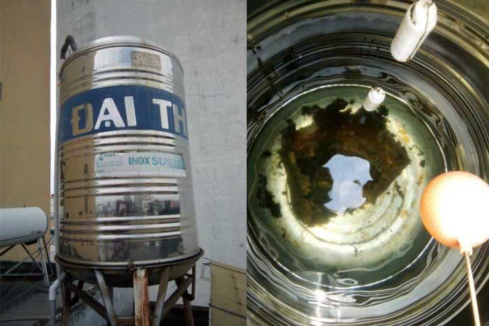 Thau rửa vệ sinh bể nước bồn bồn nước